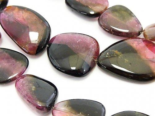 [Video] [One of a kind] Watermelon Tourmaline AA++ Flat Nugget Size Gradation Necklace NO.6