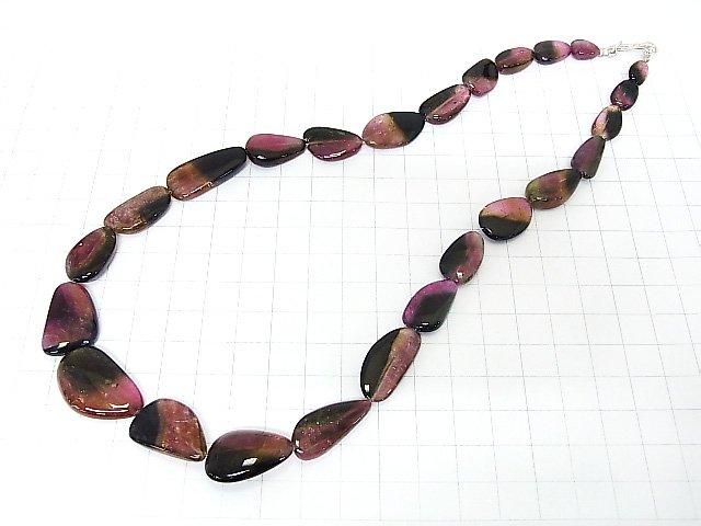 [Video] [One of a kind] Watermelon Tourmaline AA++ Flat Nugget Size Gradation Necklace NO.3