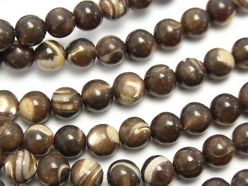 1strand $4.79! Mother of Pearl MOP Brown Round 6mm 1strand (aprx.15inch / 38cm)