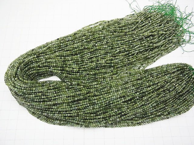 [Video]High Quality! Green Tourmaline AAA Faceted Round 2.5mm 1strand beads (aprx.15inch/37cm)