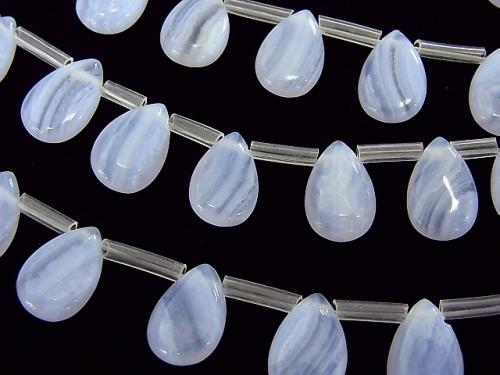 Blue Lace Agate AA++ Pear shape (Smooth) 12x8mm half or 1strand (aprx.15inch/36cm)