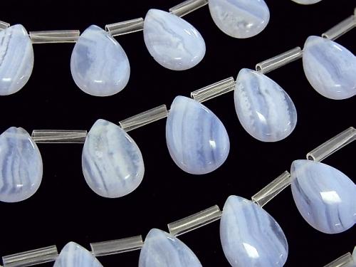 Blue Lace Agate AA++ Pear shape (Smooth) 14x10mm half or 1strand (aprx.15inch/36cm)
