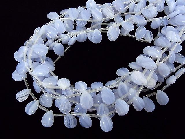 Blue Lace Agate AA++ Pear shape (Smooth) 14x10mm half or 1strand (aprx.15inch/36cm)