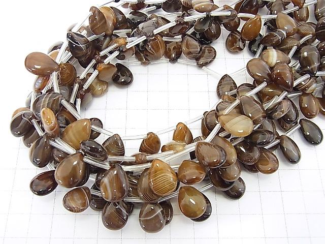 1strand $13.99! Brown Stripe Agate AAA Pear shape (Smooth) 14x10mm 1strand (aprx.15inch / 36cm)