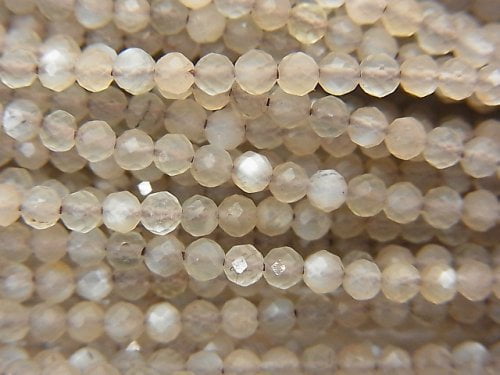 [Video]High Quality! Light Brown Gray Moonstone AA++ Faceted Round 2mm 1strand beads (aprx.15inch/37cm)