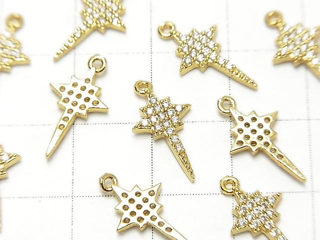 Metal Parts star motif charm 15x8mm Gold color (with CZ) 2pcs $3.59!