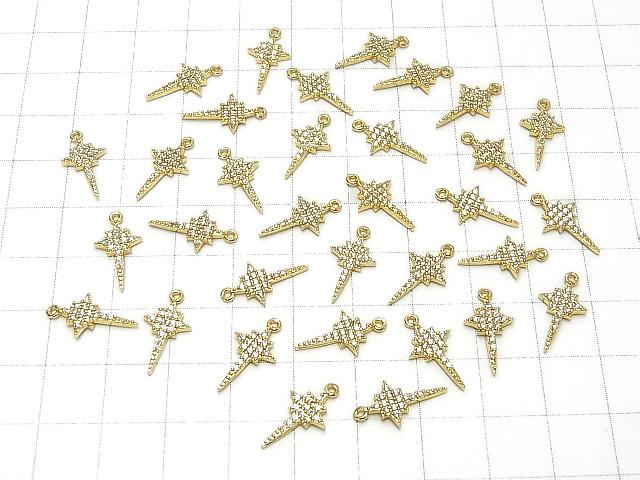 Metal Parts star motif charm 15x8mm Gold color (with CZ) 2pcs $3.59!