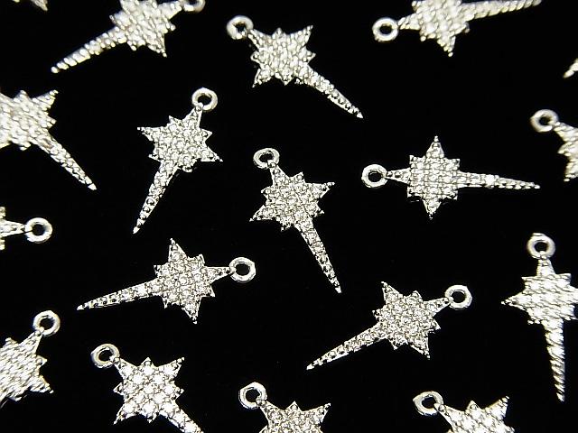 Metal Parts star motif charm 15x8mm Silver color (with CZ) 2pcs $3.59!