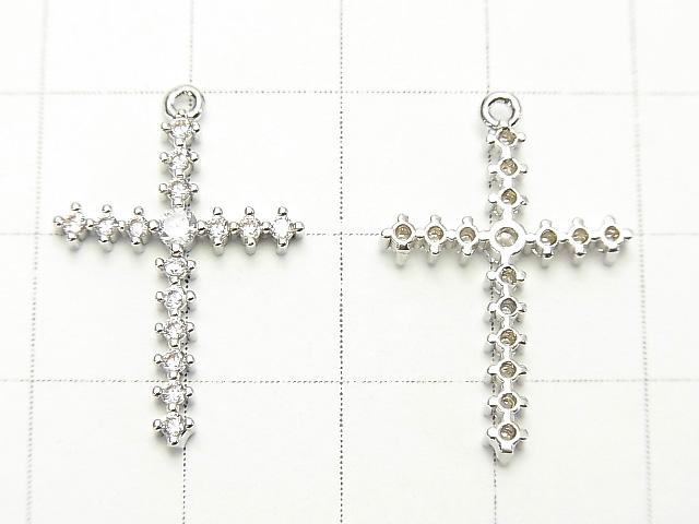 Metal Parts 24x16mm Cross Silver color (with CZ) 1pc $2.79!