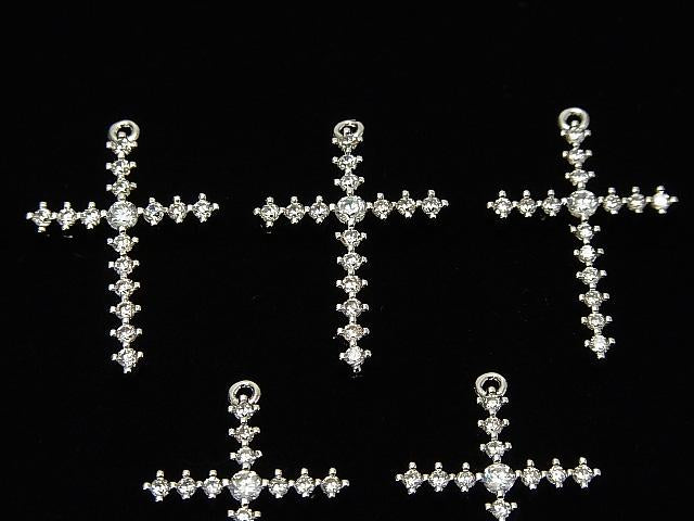 Metal Parts 24x16mm Cross Silver color (with CZ) 1pc $2.79!