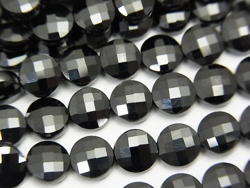 High Quality! 1strand $13.99! Black Spinel AAA Faceted Coin 6x6x3mm 1strand (aprx.15inch / 38cm)
