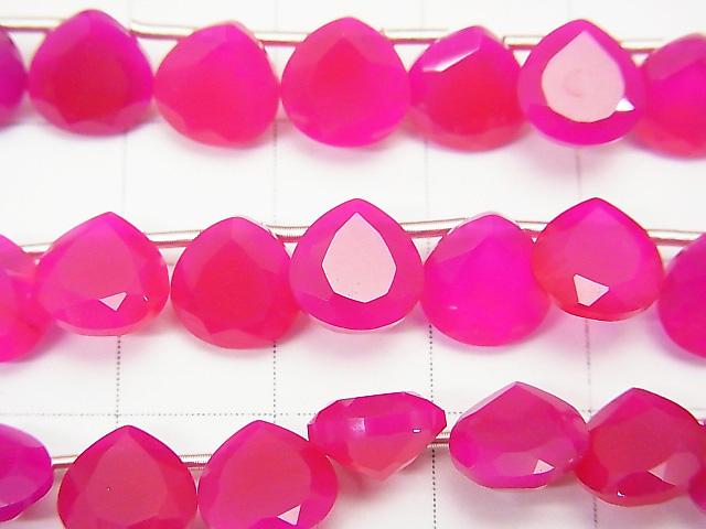 1strand $15.99! High Quality Fuchsia Pink Chalcedony AAA Chestnut Faceted 8x8mm 1strand (18pcs)