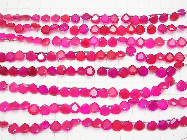 1strand $15.99! High Quality Fuchsia Pink Chalcedony AAA Chestnut Faceted 8x8mm 1strand (18pcs)