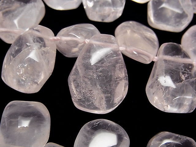 [Video] Rose Quartz AA++ Faceted Nugget Top Side Drilled Hole half or 1strand beads (aprx.14inch/35cm)