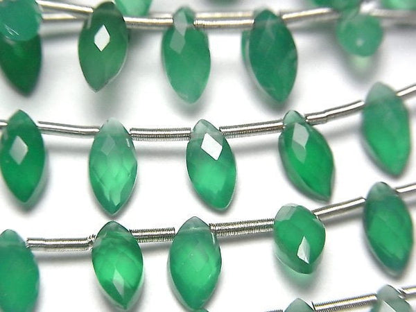 [Video] High Quality Green Onyx AAA Marquise Faceted Briolette 8x4mm 1strand (18pcs)