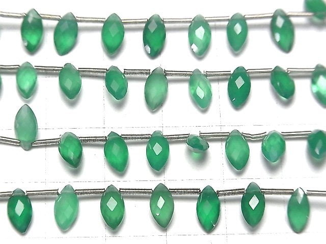 [Video] High Quality Green Onyx AAA Marquise Faceted Briolette 8x4mm 1strand (18pcs)