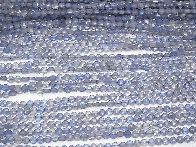 [Video]High Quality! Tanzanite AA++ Faceted Coin 4x4x2mm half or 1strand beads (aprx.15inch/37cm)