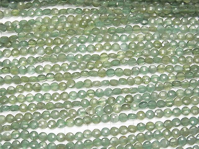 High Quality! 1strand $9.79! Green Apatite AA + Faceted Coin 4x4x2mm 1strand (aprx.15inch / 37cm)