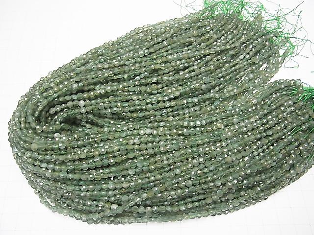 [Video] High Quality! 1strand $9.79! Green Apatite AA+ Faceted Coin 4x4x2mm 1strand beads (aprx.15inch / 37cm)