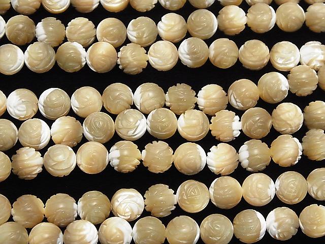 Mother of Pearl MOP AAA Beige Round Rose Cut 10mm half or 1strand (aprx.15inch / 37cm)
