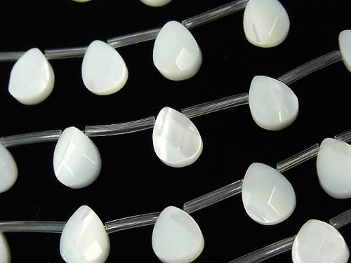 1strand $9.79! Mother of Pearl MOP Faceted Pear Shape 9x7mm White 1strand (aprx.15inch / 36cm)