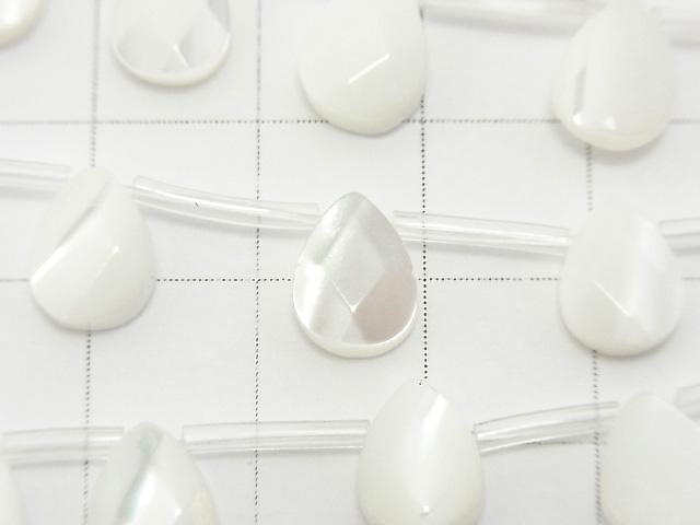 1strand $9.79! Mother of Pearl MOP Faceted Pear Shape 9x7mm White 1strand (aprx.15inch / 36cm)