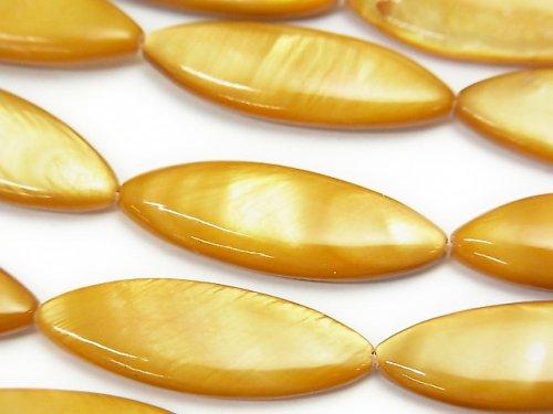 Gold color Shell Marquise 30x10x4mm 1strand beads (aprx.14inch / 34cm)