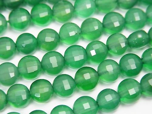 High Quality! 1strand $7.79! Green Onyx AAA Faceted Coin 6x6x4mm 1strand (aprx.15inch / 37cm)