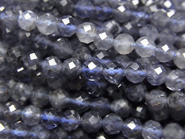 [Video] High Quality! Iolite AA+ Faceted Round 4mm 1strand beads (aprx.15inch / 38cm)