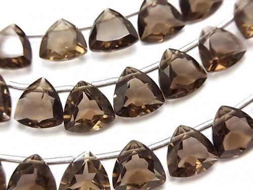 High Quality Smoky Crystal Quartz AAA Triangle Faceted 10x10x5mm half or 1strand (18pcs )