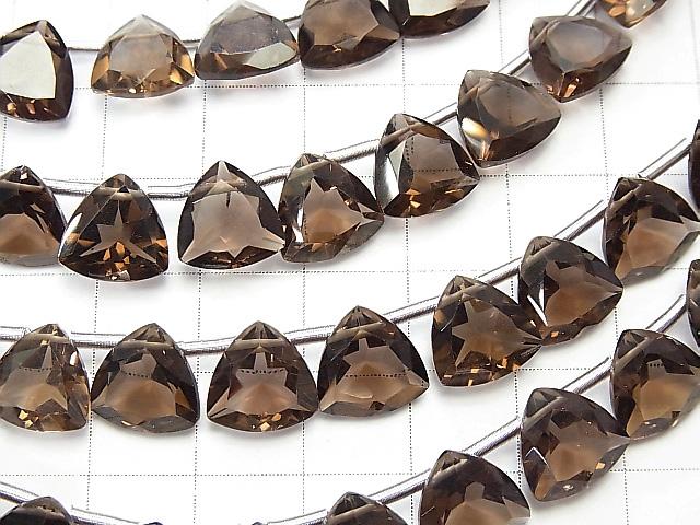 High Quality Smoky Crystal Quartz AAA Triangle Faceted 10x10x5mm half or 1strand (18pcs )