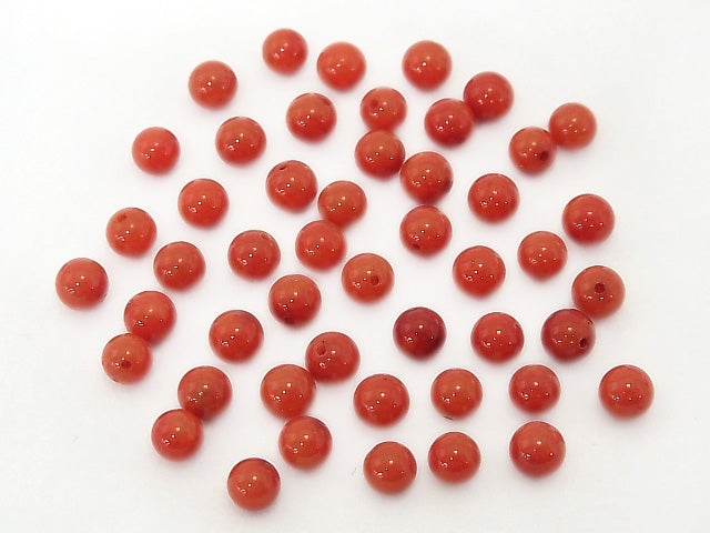 [Video] Red Coral (Dyed) Half Drilled Hole Round 5mm 10pcs