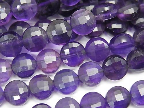 High Quality!  Amethyst AA+ Faceted Coin 8x8x5mm 1strand (aprx.15inch/36cm)