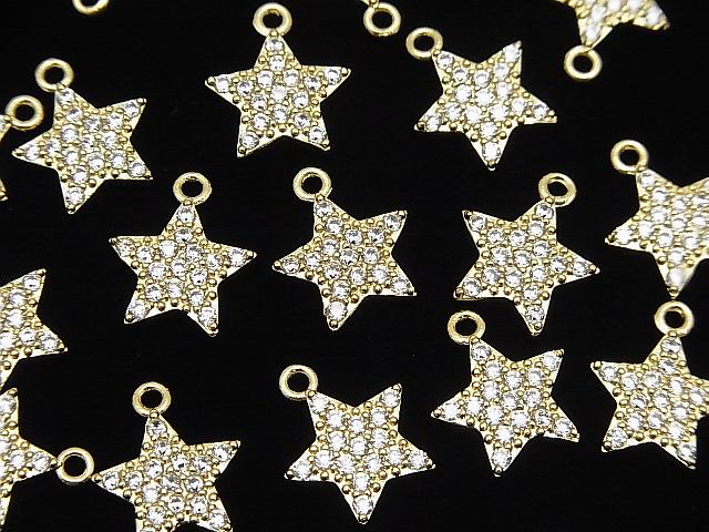Metal Parts star motif charm 13x11mm gold color (with CZ) 2pcs $3.59!