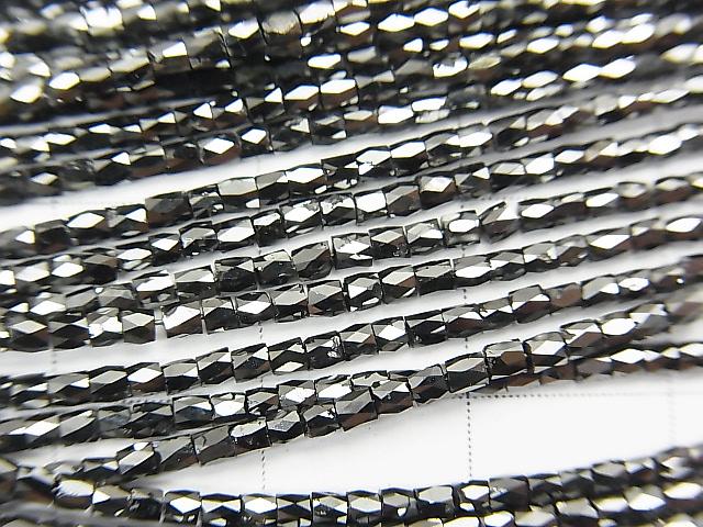Black Diamond Faceted Tube 1/4 or strand (aprx.15inch / 37cm)