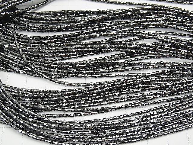 Black Diamond Faceted Tube 1/4 or strand (aprx.15inch / 37cm)