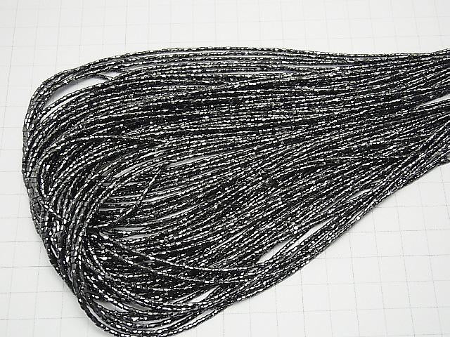 [Video] Black Diamond Faceted Tube 1/4 or 1strand beads (aprx.15inch / 37cm)