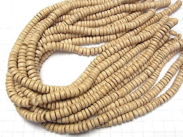 Coconut Roundel 8x8mm natural color 1strand beads (aprx.14inch/35cm)