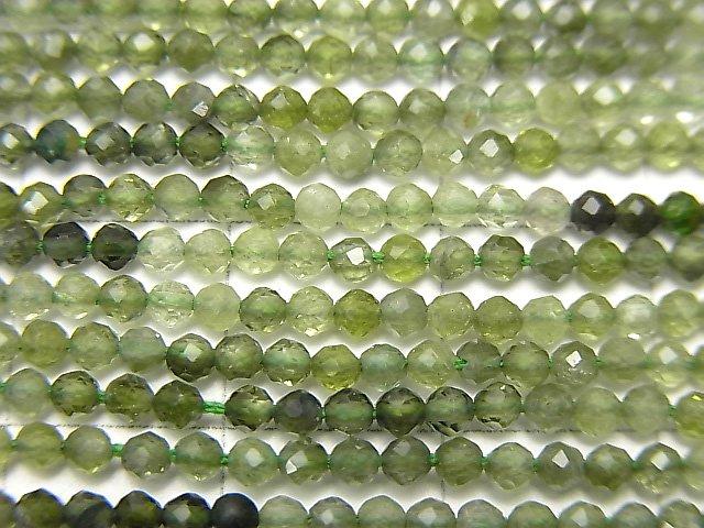 [Video] High Quality! Green Tourmaline AAA- Faceted Round 2mm 1strand beads (aprx.13inch / 32cm)