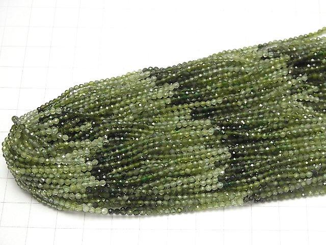 [Video] High Quality! Green Tourmaline AAA- Faceted Round 2mm 1strand beads (aprx.13inch / 32cm)