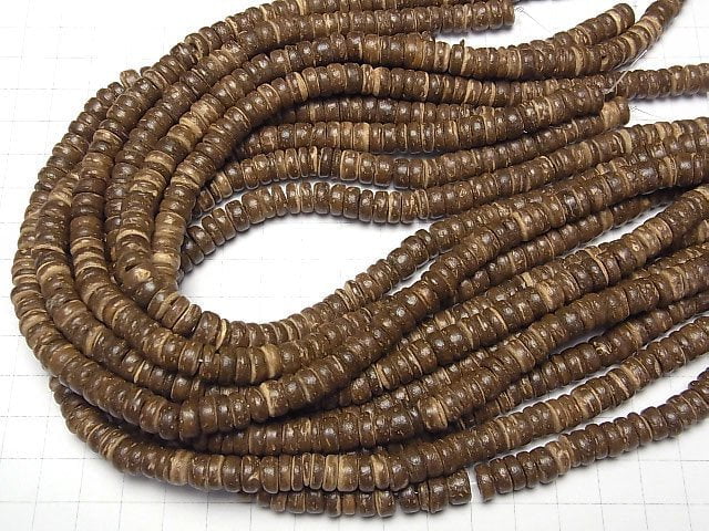 Coconut Roundel 8x8mm Brown 1strand beads (aprx.15inch/36cm)