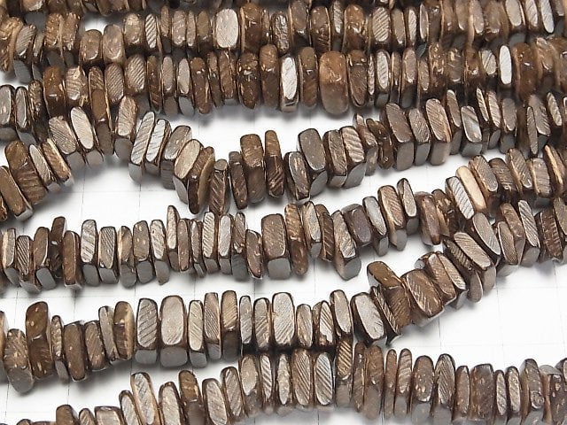 Coconut Square -Rectangle Roundel Brown 1strand beads (aprx.15inch/38cm)
