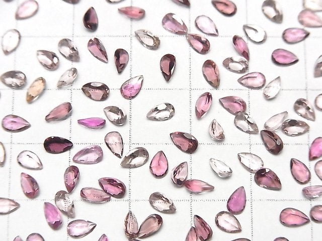 [Video]High Quality Pink Tourmaline AAA Loose stone Pear shape Faceted 5x3mm 4pcs