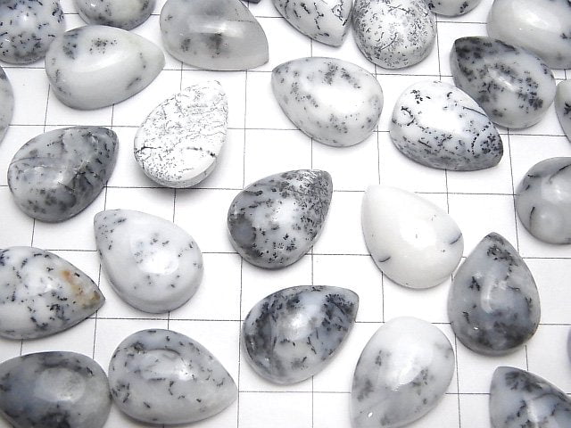 [Video]Dendrite Opal Pear shape Cabochon 18x13mm 2pcs