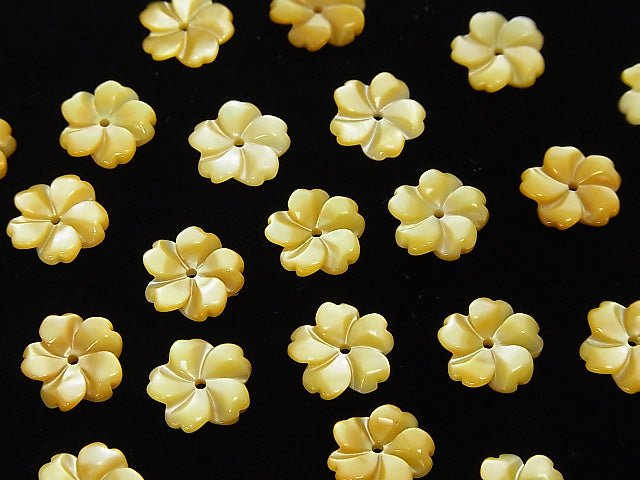 [Video] High Quality Yellow Shell AAA Flower 8mm Center Hole 4pcs