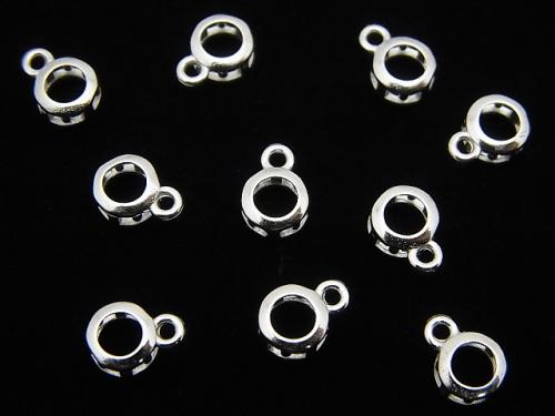Silver925 Charm, Pendant Frame (Bezel) Rhodium Plated 1pc for Round Faceted 4mm $2.79!