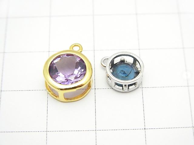Silver925 Charm, Pendant Frame (Bezel) for Round Faceted 8mm 18KGP 1pc $3.59!
