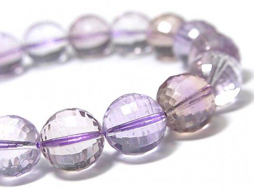 [Video] [One of a kind] High Quality Ametrine AAA- Mirror Faceted Round 12mm Bracelet NO.82