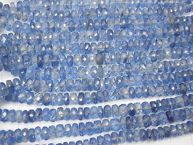 High Quality Kyanite AAA Faceted Button Roundel  half or 1strand (aprx.15inch/38cm)