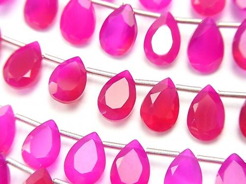 1strand $14.99! High Quality Fuchsia Pink Chalcedony AAA Pear shape Faceted 9x6mm 1strand (18pcs)